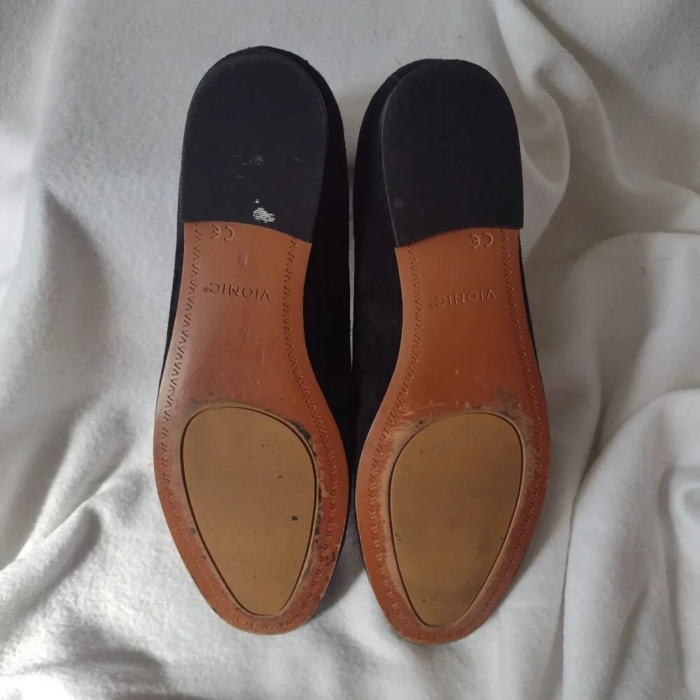 Vionic Willa Black Suede Loafers 8 Comfort Slip-On Business Casual Shoes - Picture 8 of 10